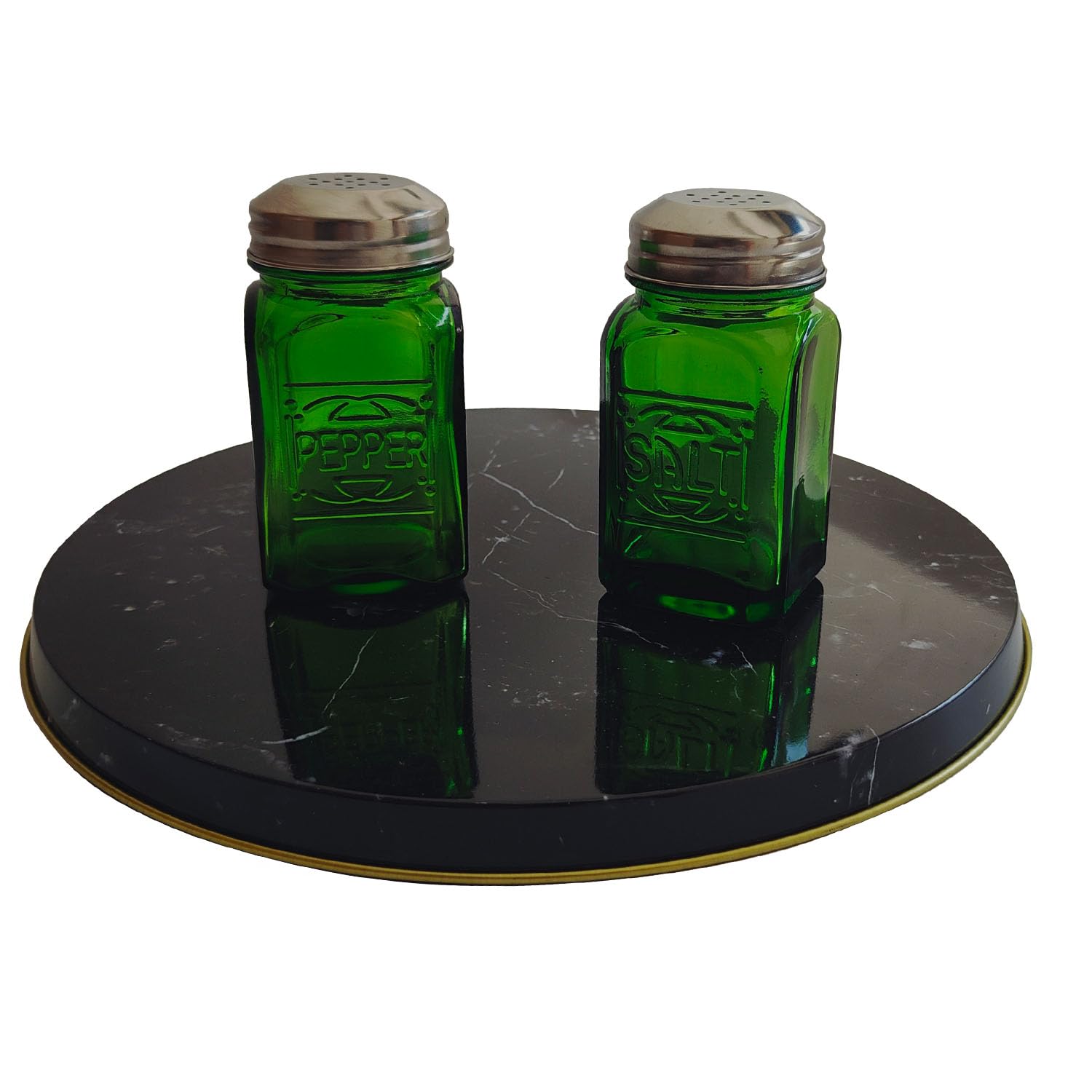Kerixi Vintage Salt and Pepper Shakers on a kitchen shelf add decorative nostalgia.