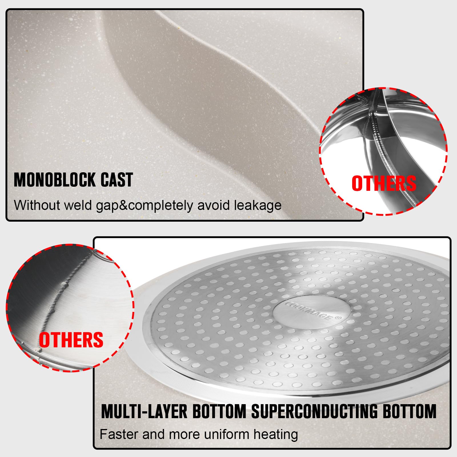 Kerykwan heat-resistant handles promote safe, burn-free lifting.