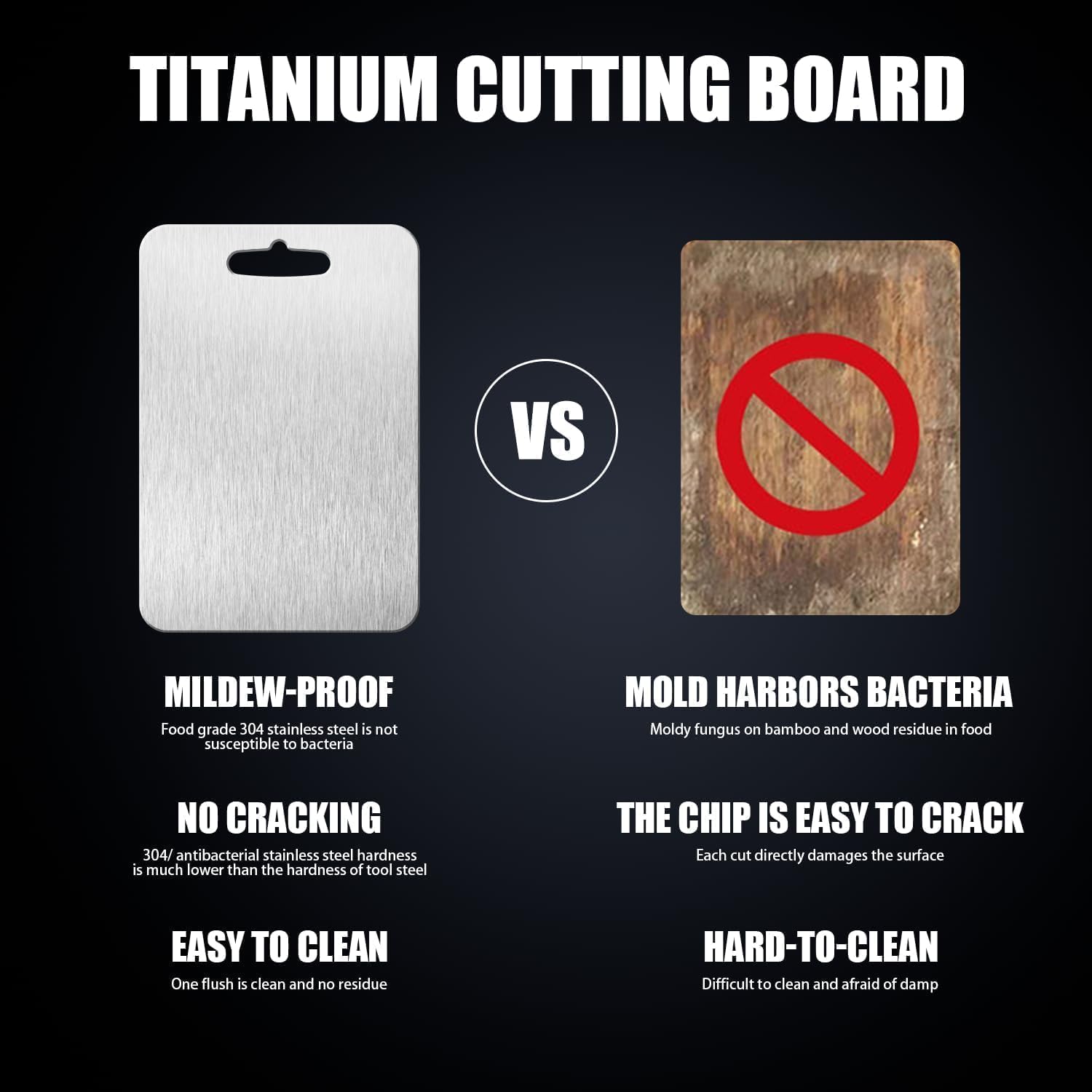 Kesefunm titanium cutting board promotes safe kitchen prep.