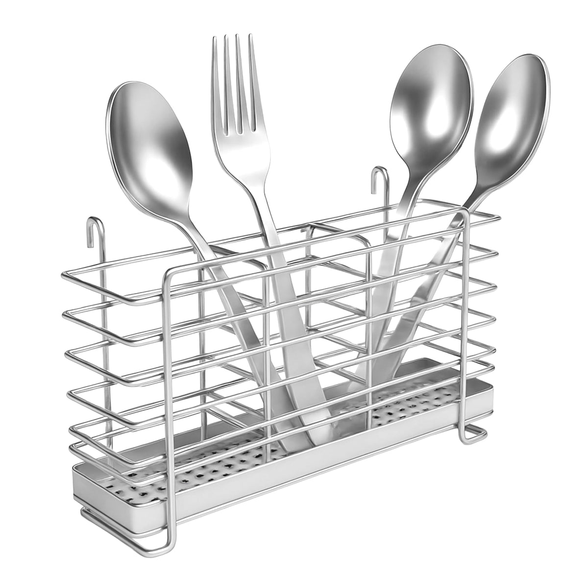 KESOL utensil drying rack with hooks and three compartments keeps utensils organized
