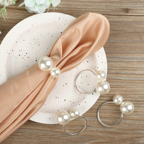 Kesote pearl napkin rings anti-rust alloy detail for lasting table decor.