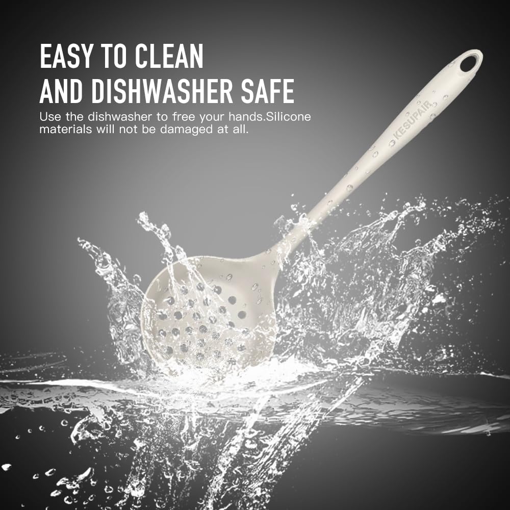KESUPAIR large slotted Turner drains liquids while cooking.