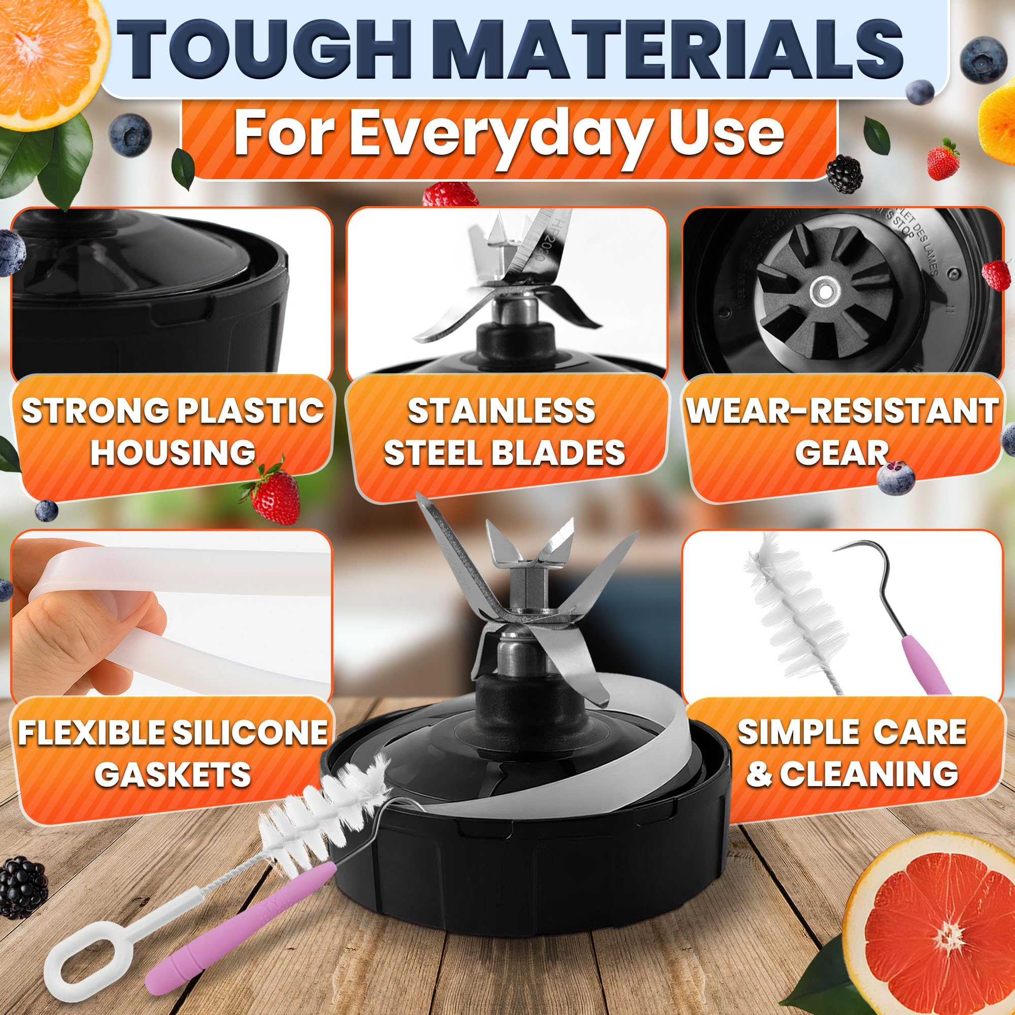 KETAR cleaning brush aids easy post-blend cleaning and routine care.