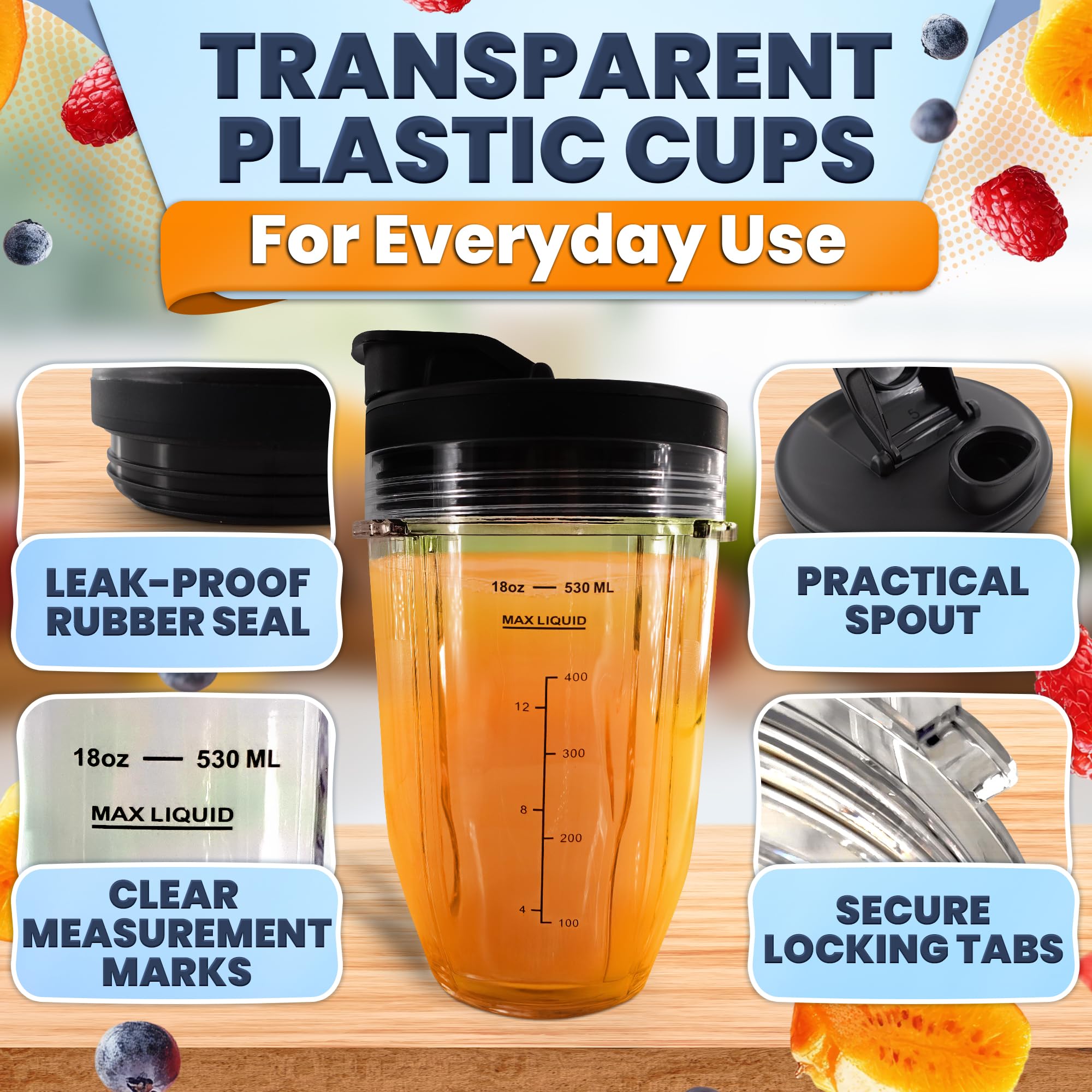KETAR Ninja Cup heat-resistant plastic, handles hot or cold ingredients safely.