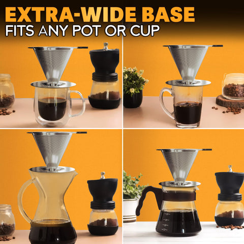 KETAR dripper fits most mugs and coffee pots for versatile brewing.