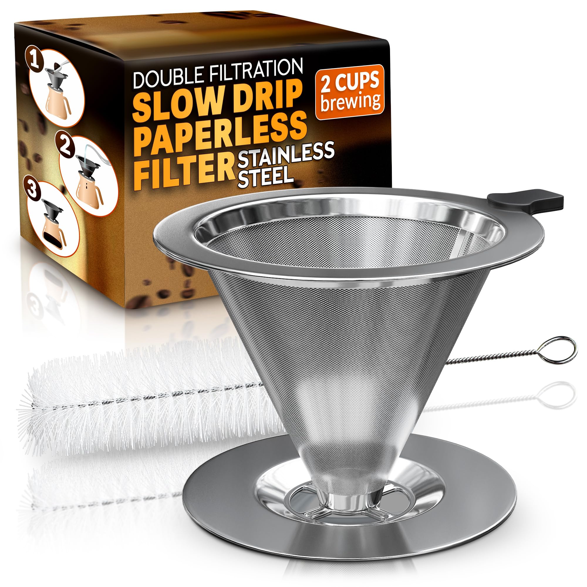KETAR pour-over dripper with stainless steel cone tip for precise pouring and extraction.