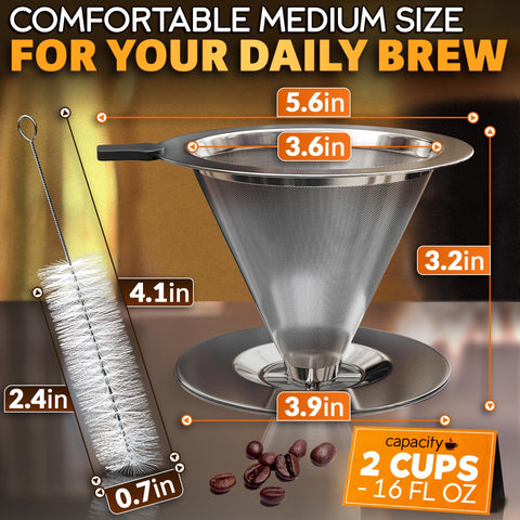 KETAR pour-over dripper with wide base ensures stable placement on mugs.