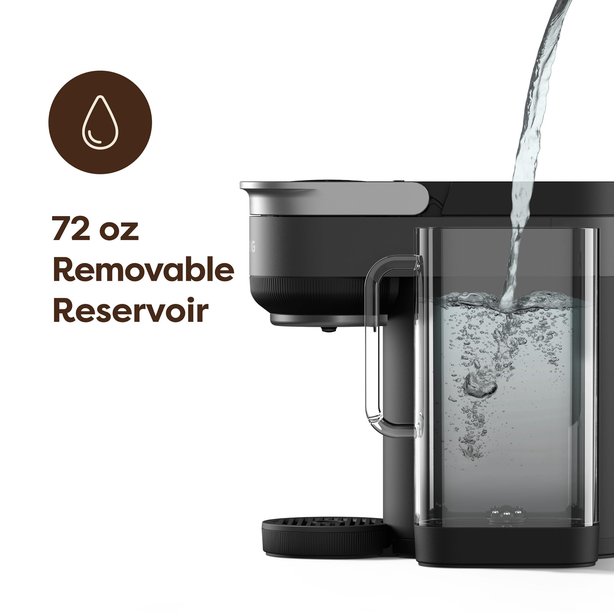 Keurig K-Crema tea-brew setup with steam rising