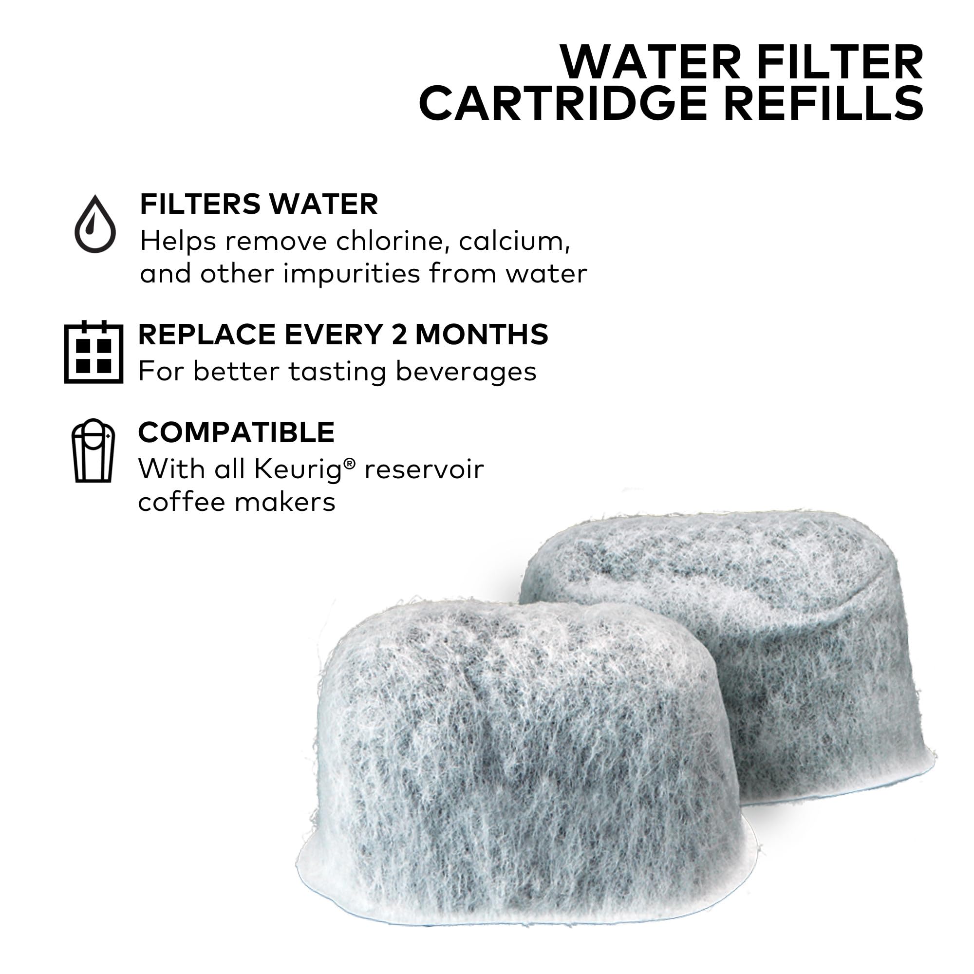 Keurig filter cartridges installed inside the reservoir for easy filtration.