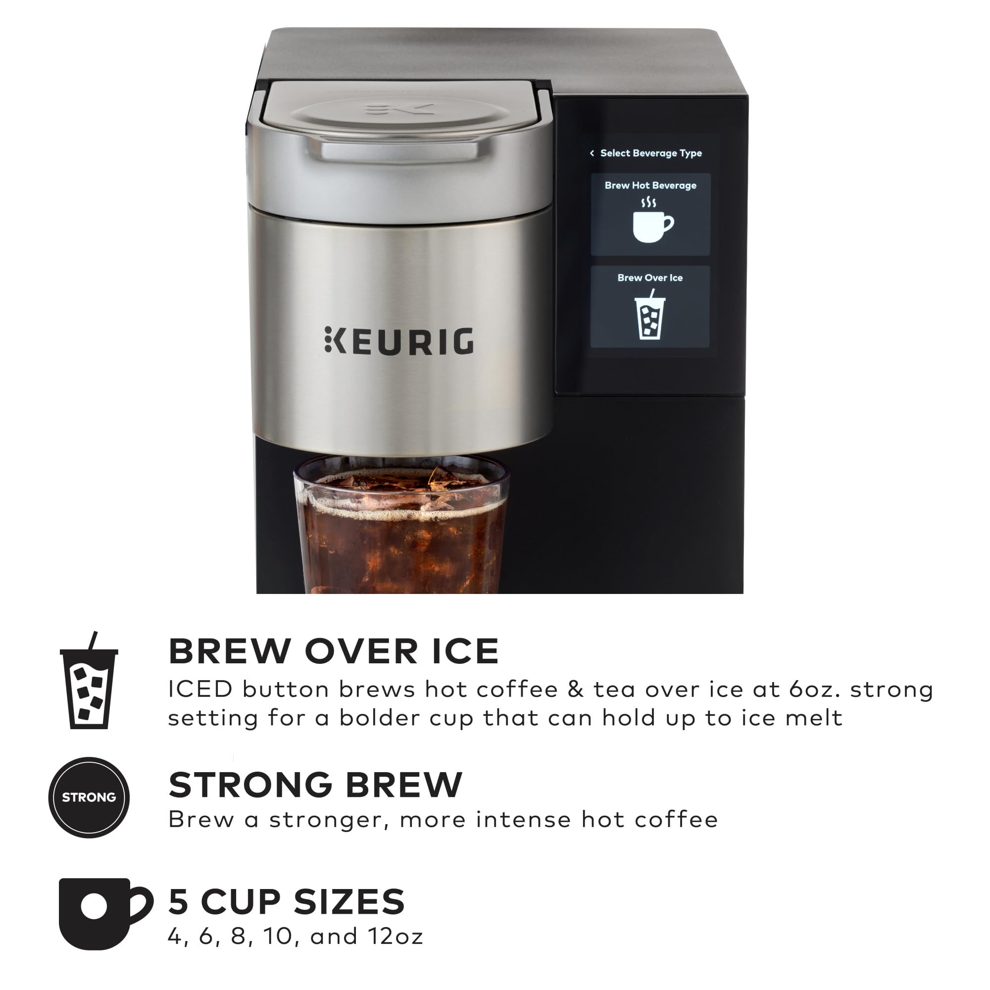 Keurig K-2550 hi-res touch screen for easy operation.