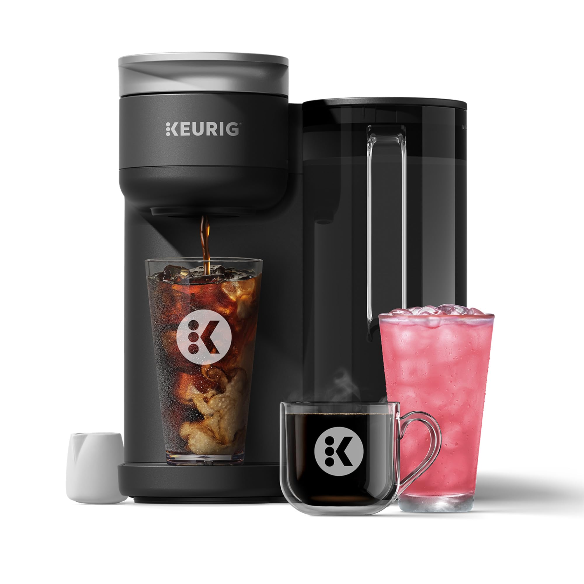 Keurig K-Brew + Chill front view shows compact, versatile coffee maker for hot or iced brews.