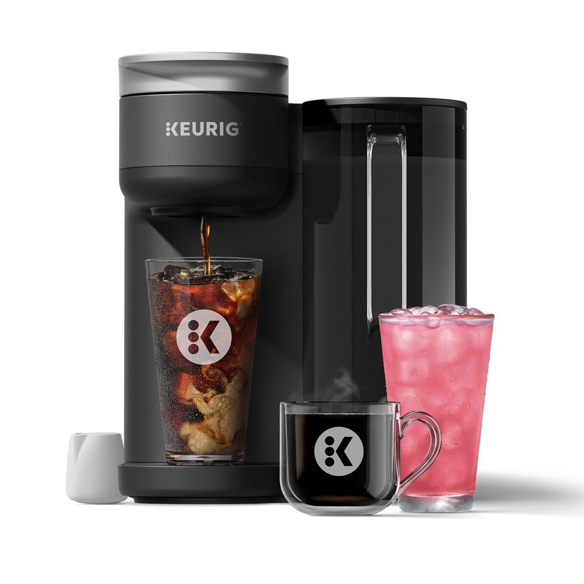 Keurig K-Brew + Chill front view shows compact, versatile coffee maker for hot or iced brews.