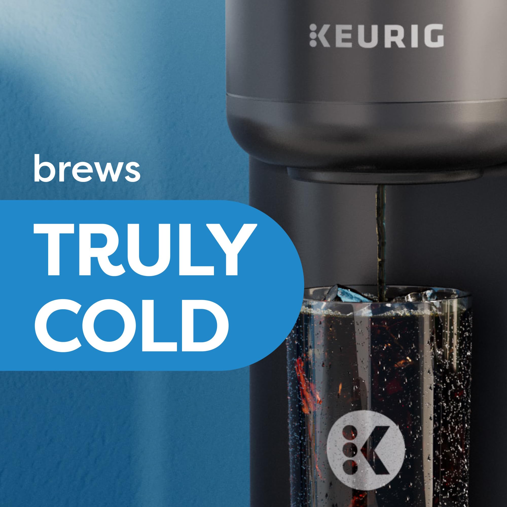 Keurig K-Brew + Chill hot brew display demonstrates four cup sizes for gatherings.