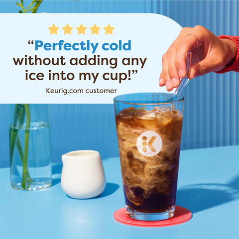 Keurig K-Brew + Chill iced beverage ready in glass.