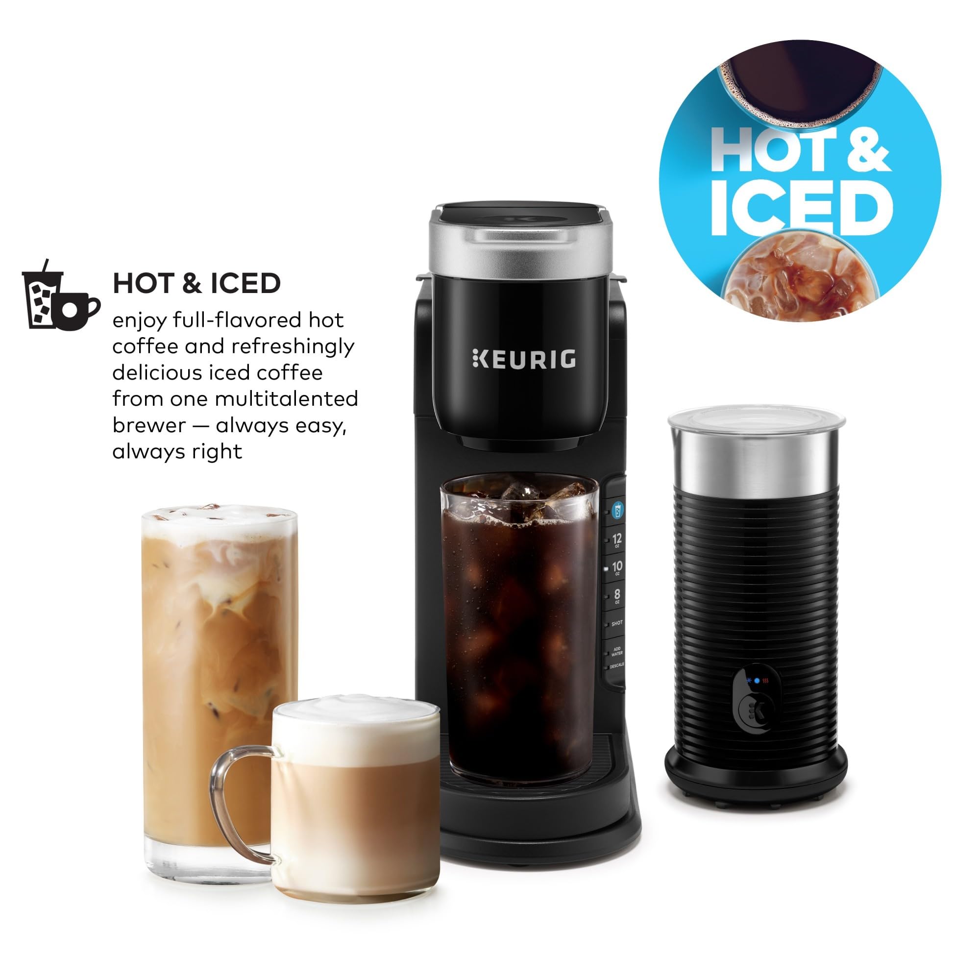 Keurig K-Café Barista Bar milk frother in action for creamy beverages