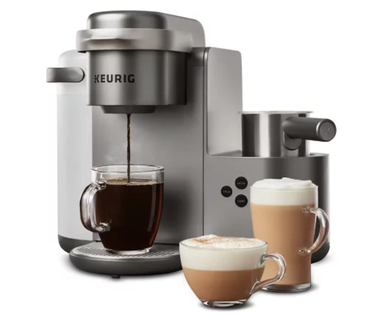 Keurig K-Cafe C machine with nickel finish for stylish home coffee brewing
