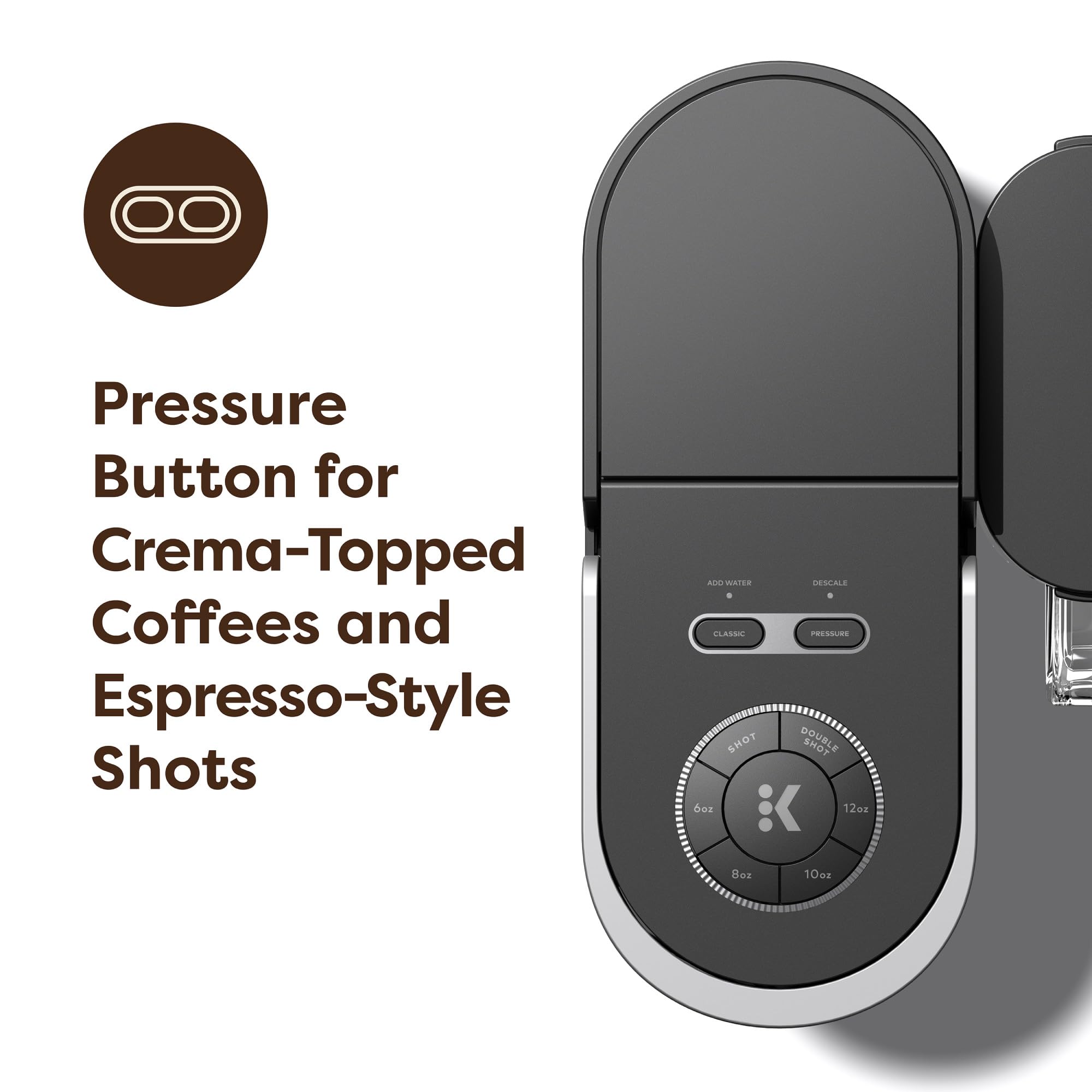 Keurig K-Crema espresso-style-shots captured in a small glass