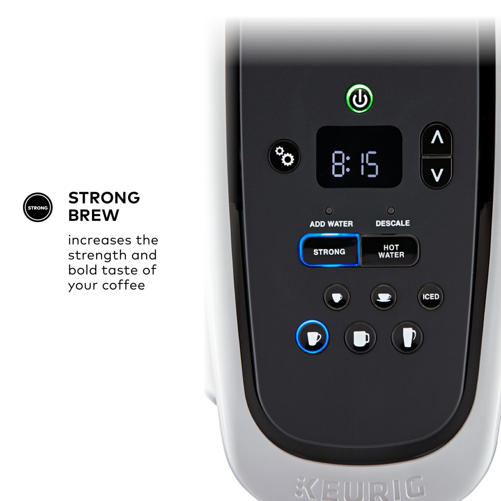 Keurig K-Elite hot water on demand button ready for soups or oats
