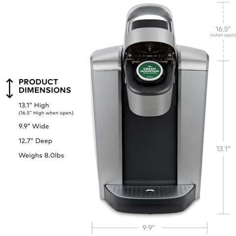 Keurig K-Elite five brew sizes support various cup styles.