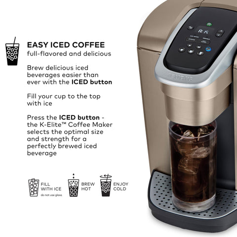Keurig K-Elite strong brew indicator highlights bold flavor option