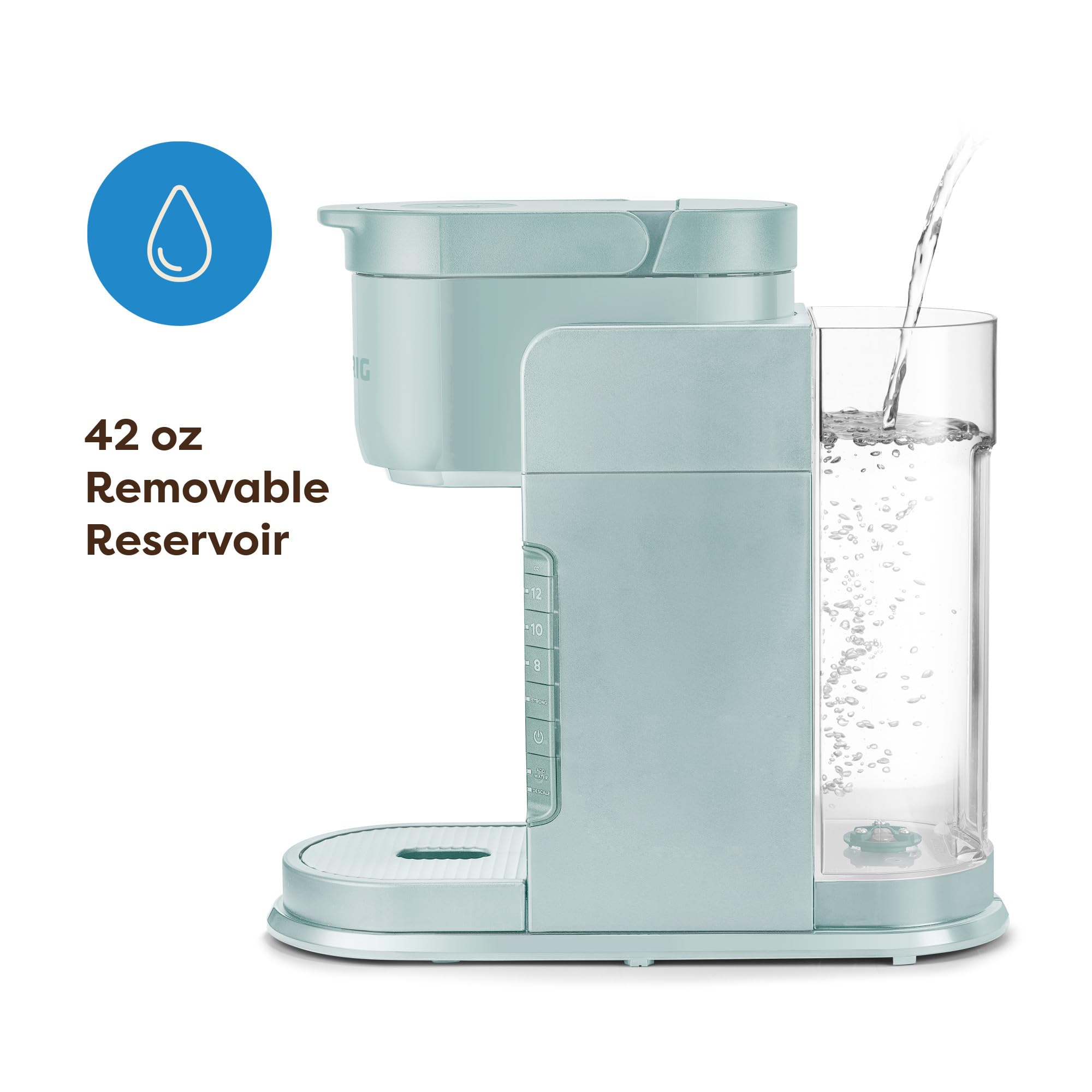 Keurig K-Express 12 oz cup option for larger sips.