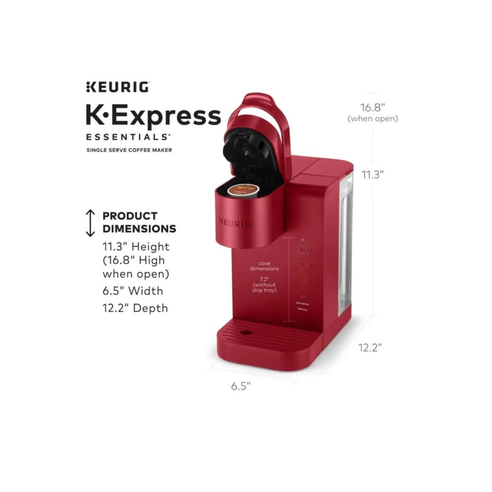 Compact red Keurig K-Express Essentials design saves counter space