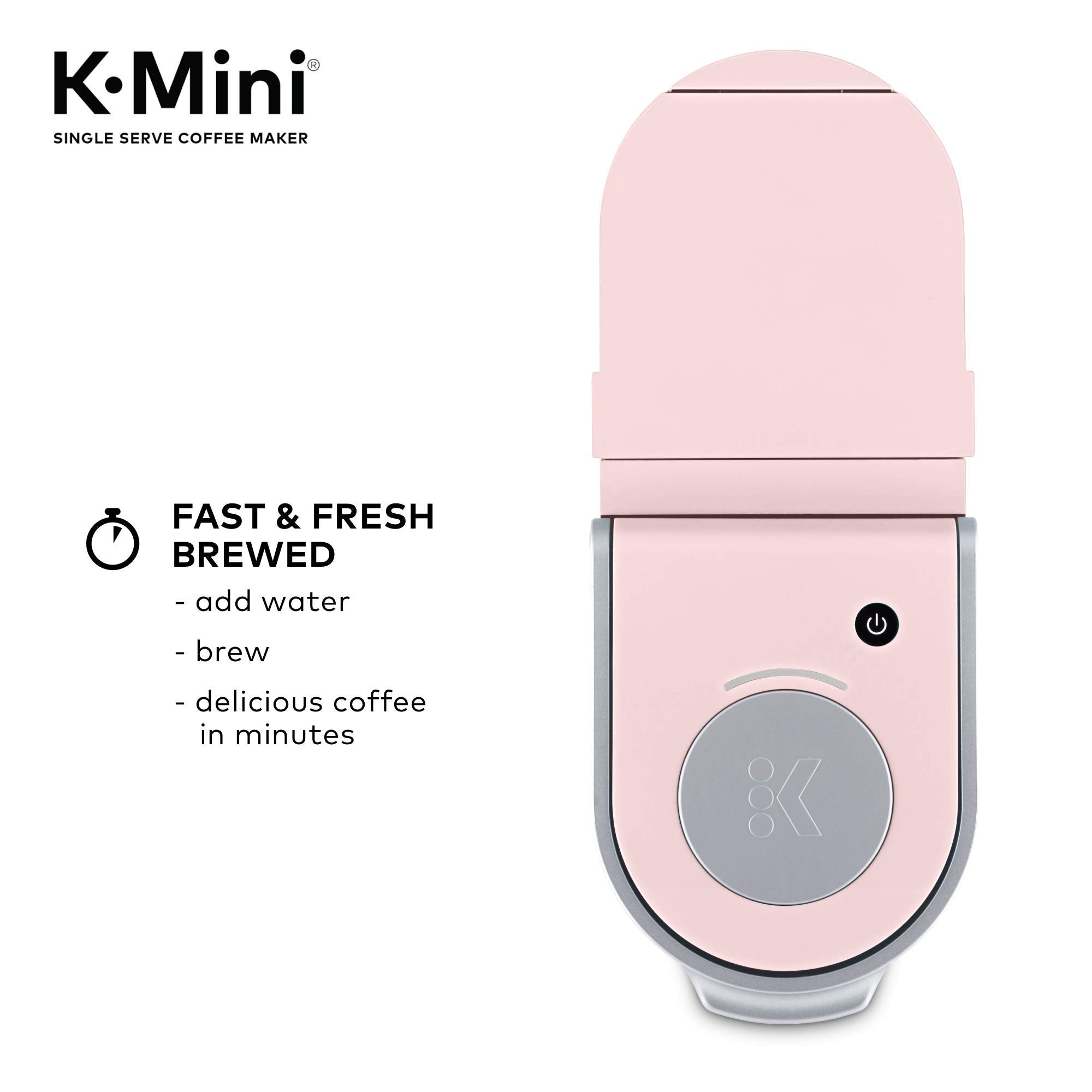 Keurig K-Mini Dusty Rose brewing 6–12 oz for customizable servings.