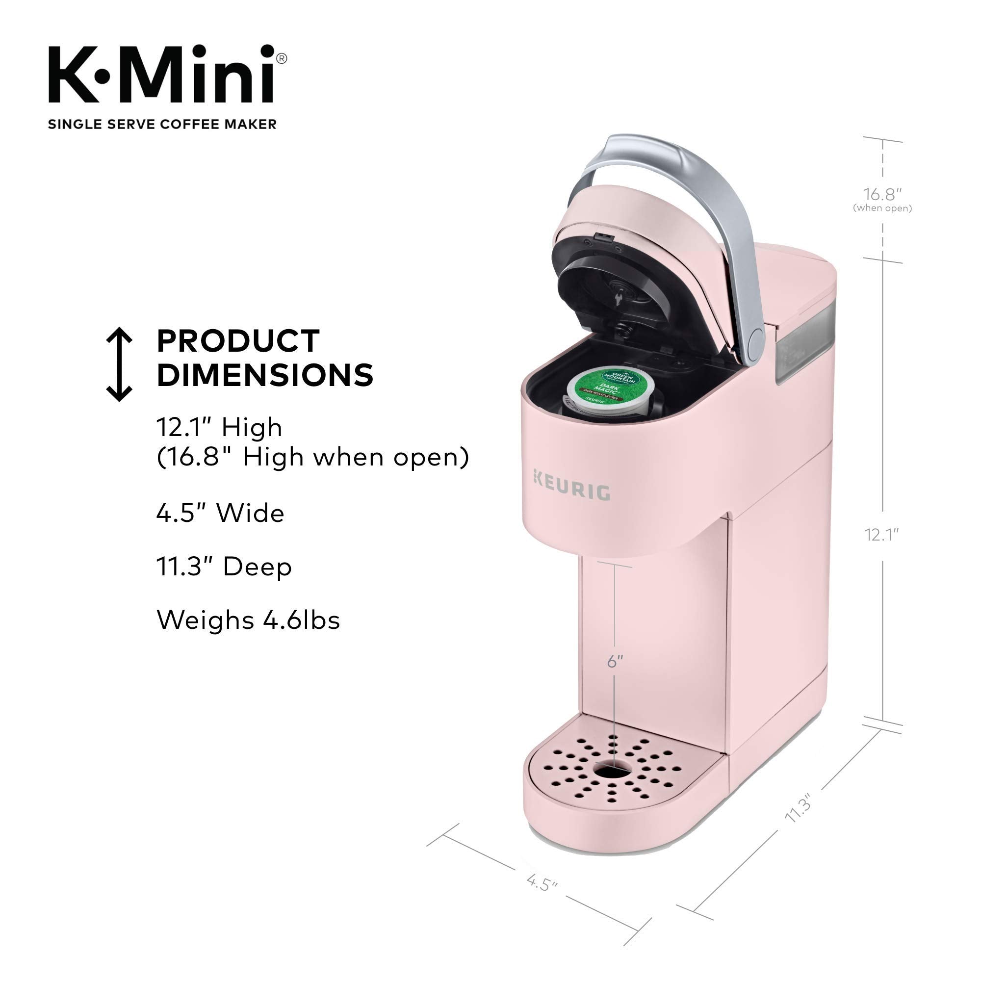 Keurig K-Mini Dusty Rose energy-saving auto-off feature.