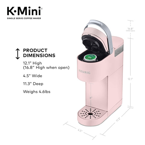 Keurig K-Mini Dusty Rose energy-saving auto-off feature.