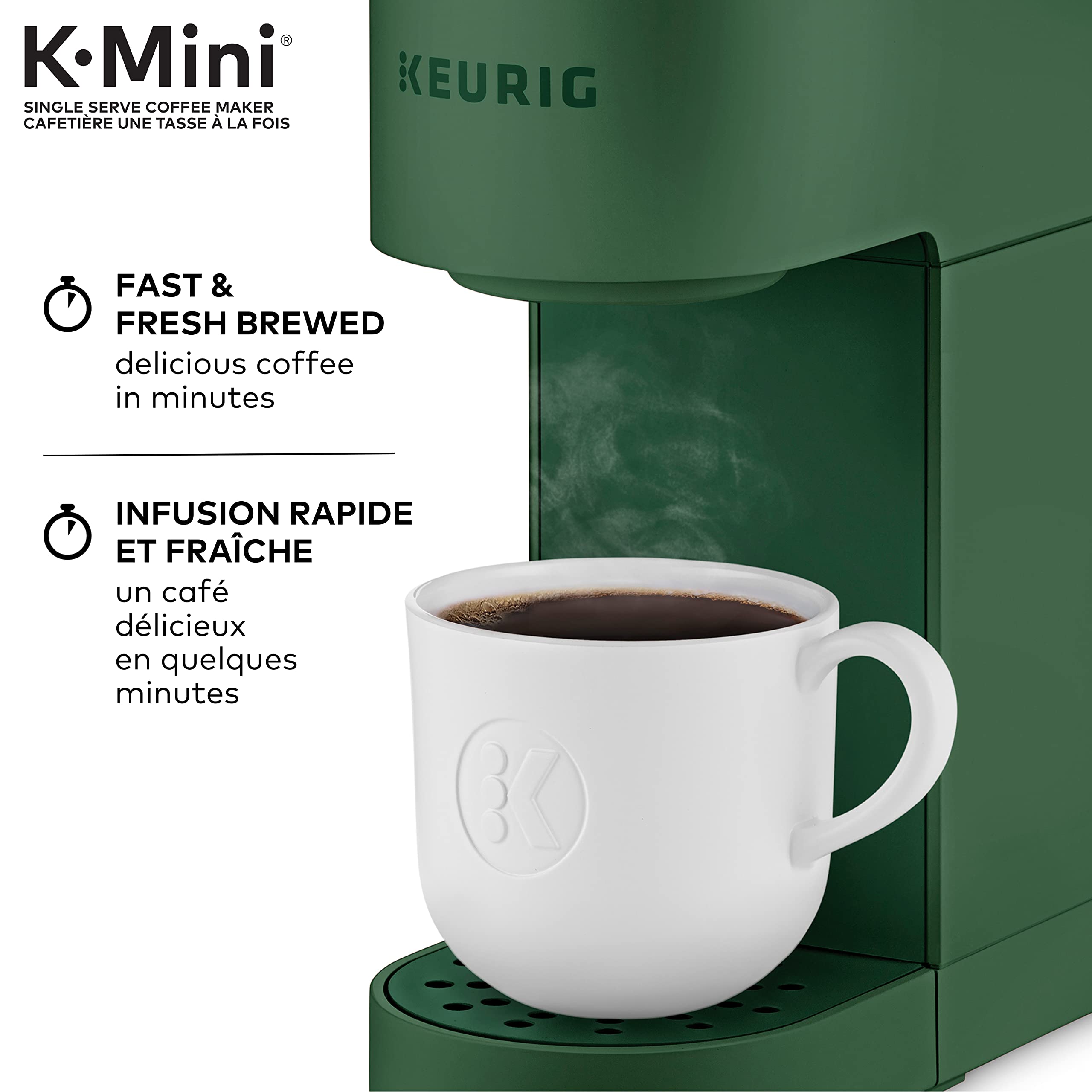 Keurig K-Mini fast brewed coffee in minutes for busy mornings.