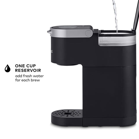 Keurig K-Mini removable drip tray fits travel mugs up to seven inches.