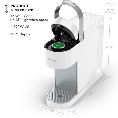 Keurig K-Slim compact width under 5 inches for tight spaces.