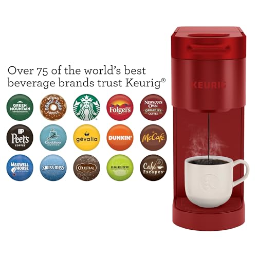 Keurig K-Slim scarlet red finish suits modern kitchens.