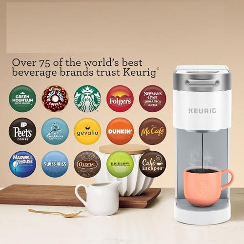 Keurig K-Slim white color on a bright countertop.