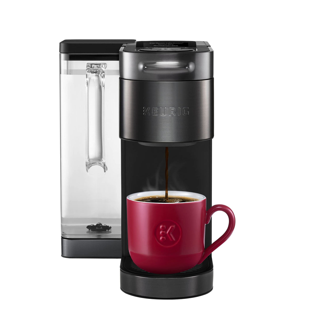 Keurig K-Supreme Plus Smart front view with sleek black finish for a modern kitchen.