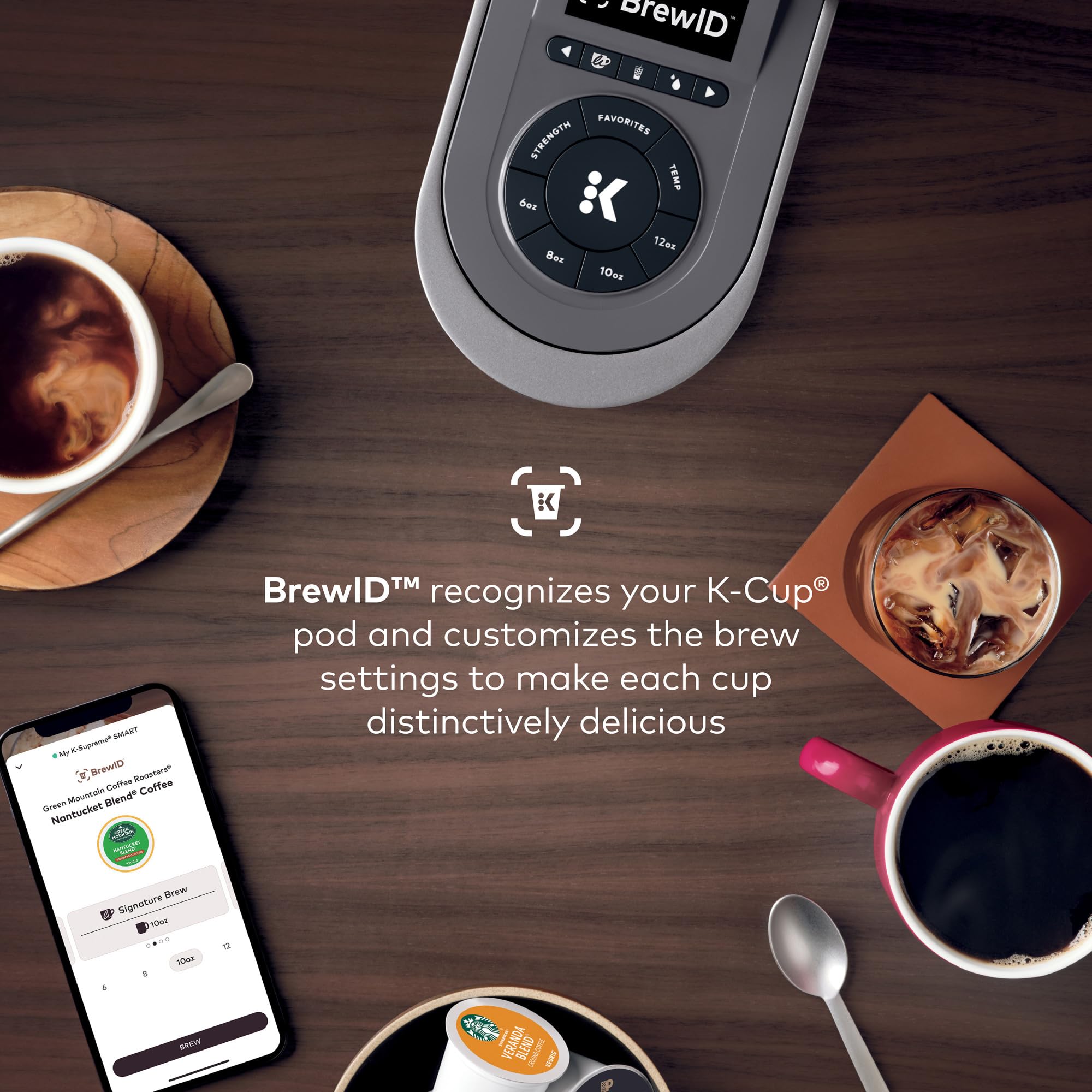 Keurig K-Supreme SMART app control for remote brewing and favorites.