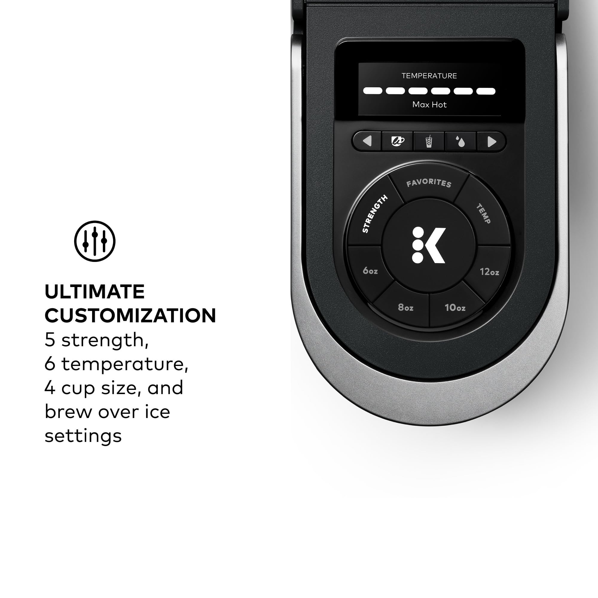 Keurig K-Supreme SMART customization panel showing strength and temp options