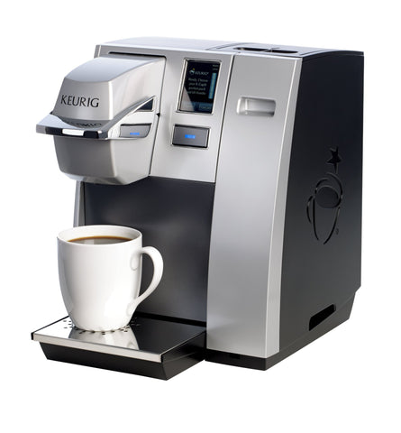 Keurig K155 touchscreen interaction enabling customizable brew settings.