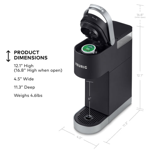 Keurig K-Mini Plus travel mug friendly design for on-the-go mornings.