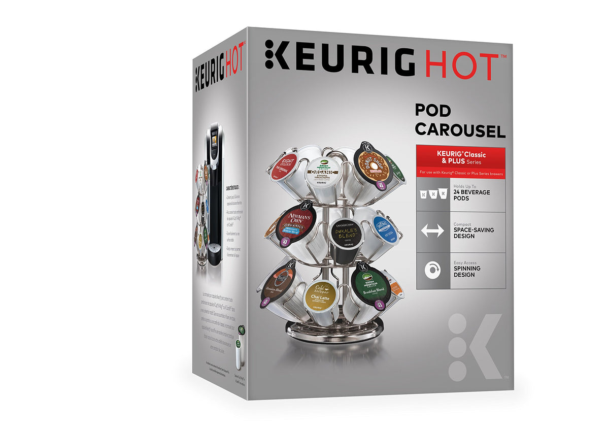 Keurig Pod Carousel in silver side view showing organized pod storage for easy access.