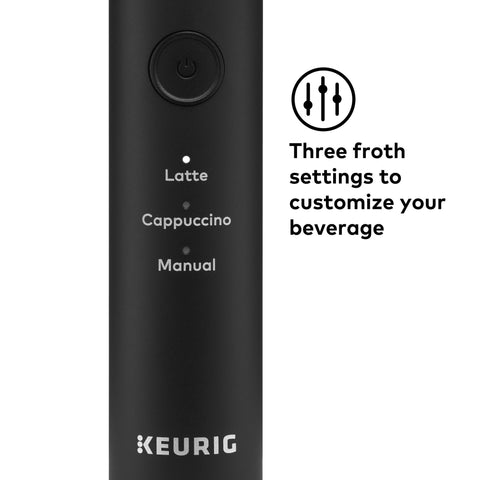 Keurig SimpleCafé Frother manual setting for customized foam levels.
