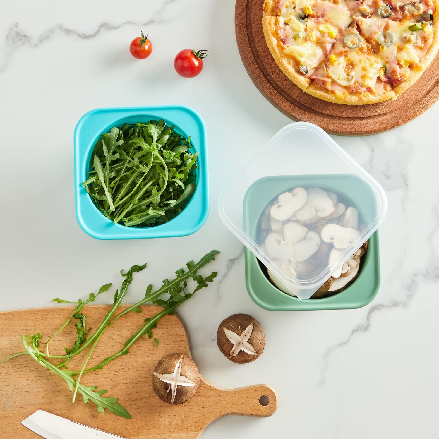 KEVJES three-pack green dough proofing containers for batch prep