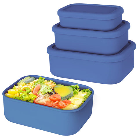 Keweis silicone three-piece storage set shown for organized lunches