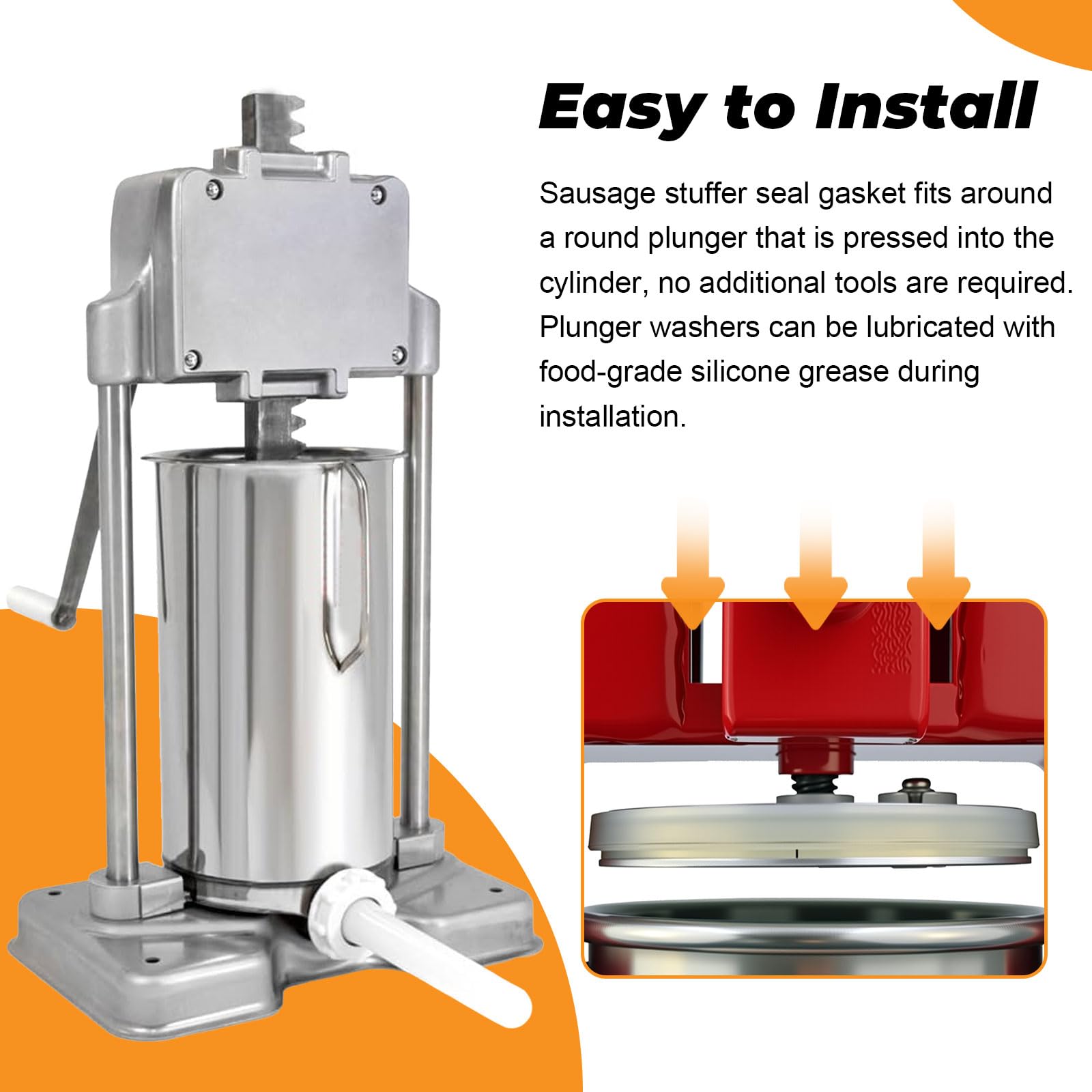 KEYDINHT plunger gasket replacement speeds up sausage filling.