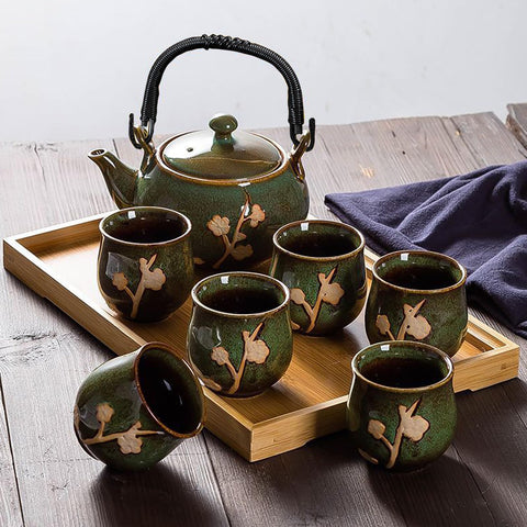 KEYDUACU teapot closed with hand-woven rope handle for heat resistance