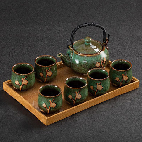 KEYDUACU teacups with plum blossom glaze and comfortable grip for daily rituals