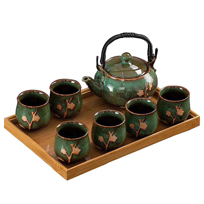 KEYDUACU Japanese Tea Set teapot with plum blossom embossing for elegant service