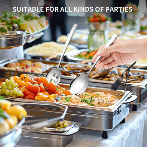 Keyoxy buffet setup features sturdy serving spoons for easy self-serve.