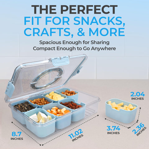 Keyvoz Snackle Box blue large ideal for packing chips, fruit, or veggies.
