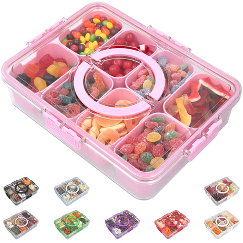 Keyvoz Snackle Box divided tray with lid keeps snacks organized and fresh for easy access.